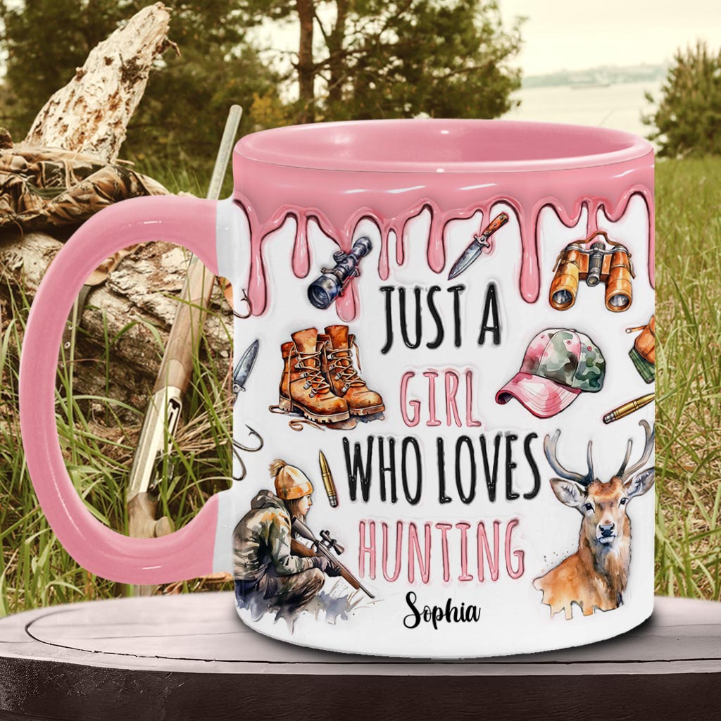 Just A Girl Who Loves Hunting - Personalized Hunting Accent Mug