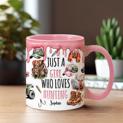 Just A Girl Who Loves Hunting - Personalized Hunting Accent Mug