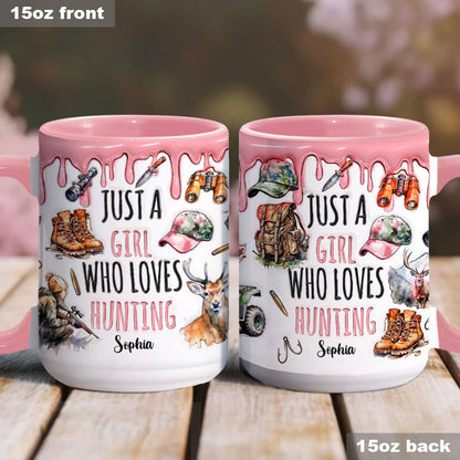 Just A Girl Who Loves Hunting - Personalized Hunting Accent Mug