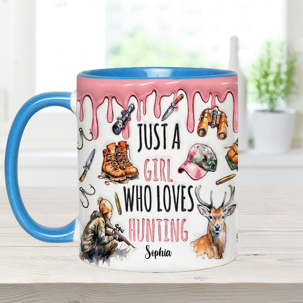 Just A Girl Who Loves Hunting - Personalized Hunting Accent Mug