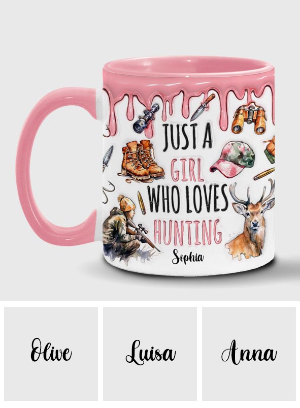 Just A Girl Who Loves Hunting - Personalized Hunting Accent Mug