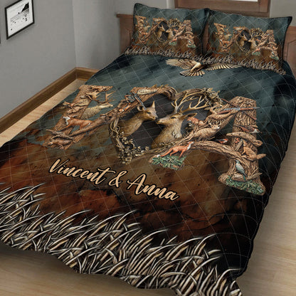 Her Buck His Doe - Personalized Hunting Quilt Set