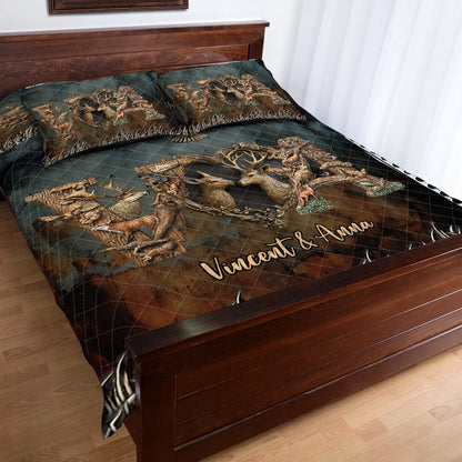 Her Buck His Doe - Personalized Hunting Quilt Set