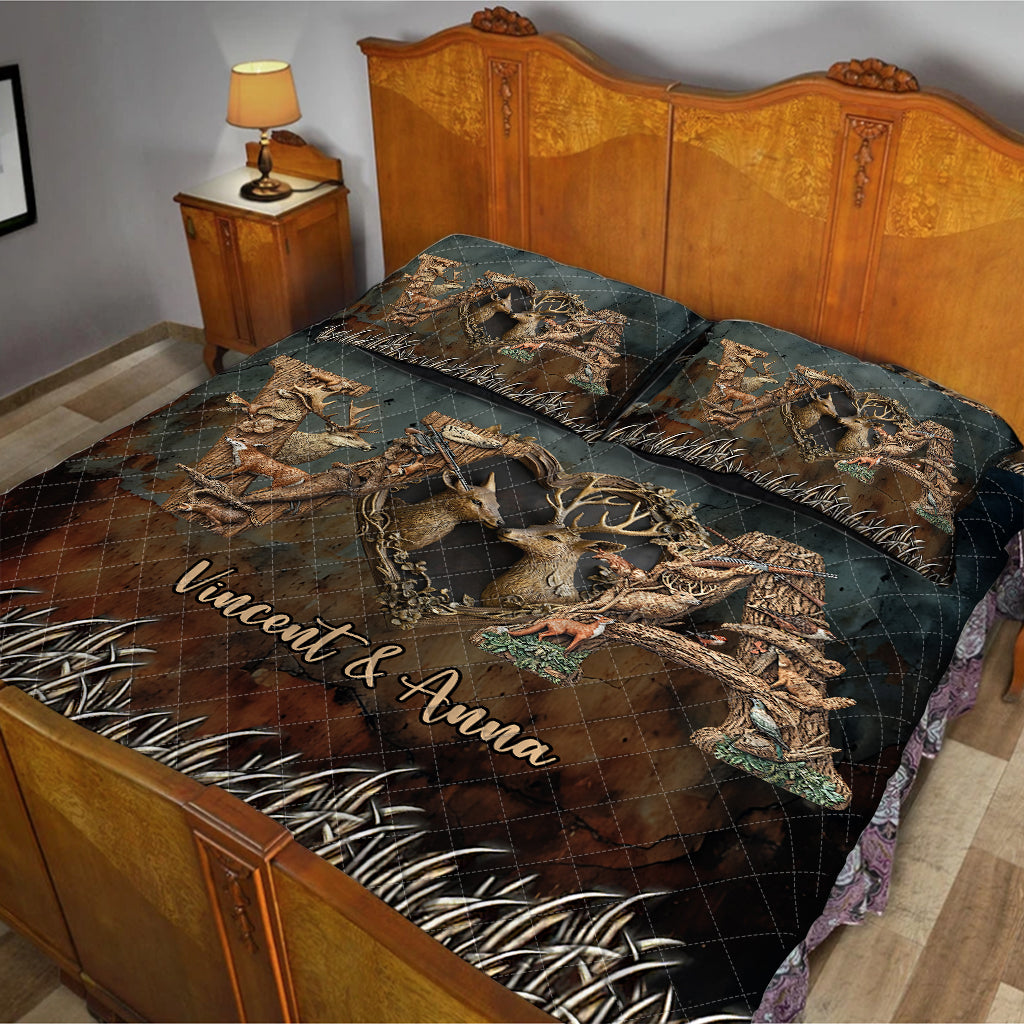 Her Buck His Doe - Personalized Hunting Quilt Set
