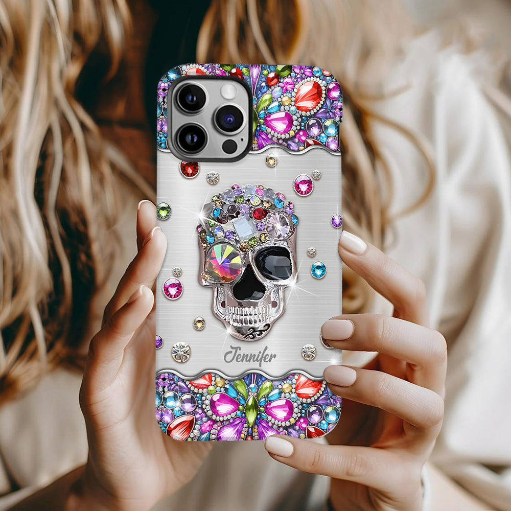 Sparkle Skull - Personalized Skull Full Print Phone Case