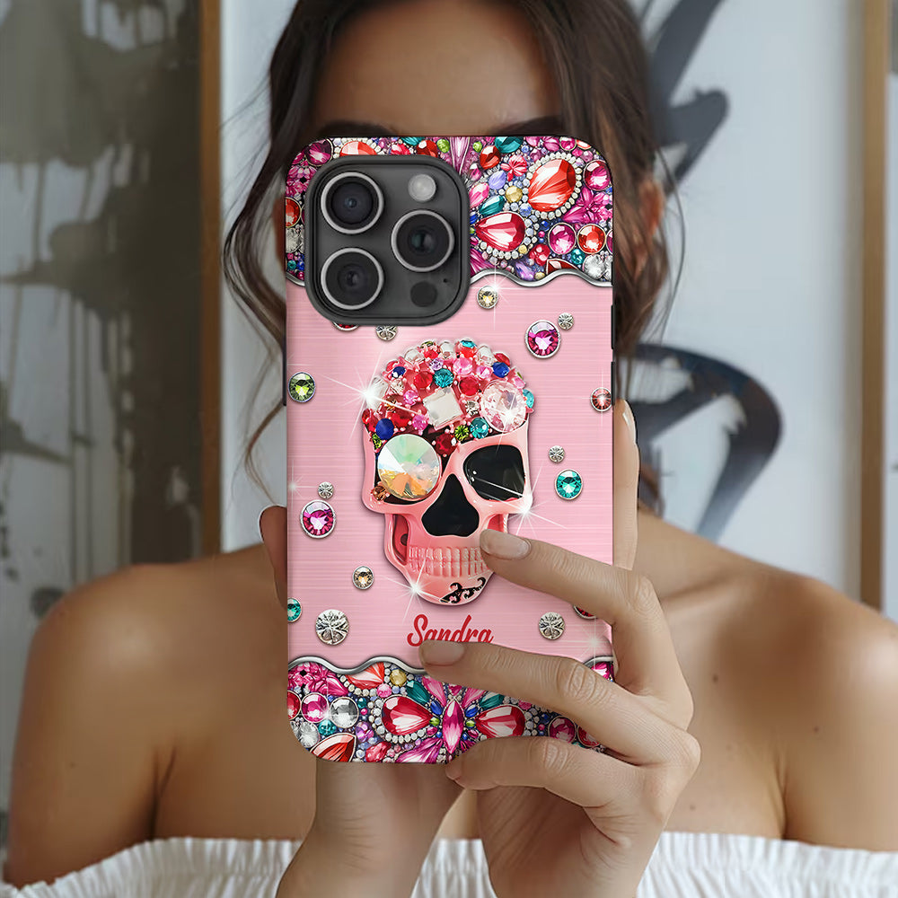 Sparkle Skull - Personalized Skull Full Print Phone Case