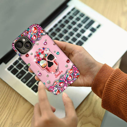 Sparkle Skull - Personalized Skull Full Print Phone Case