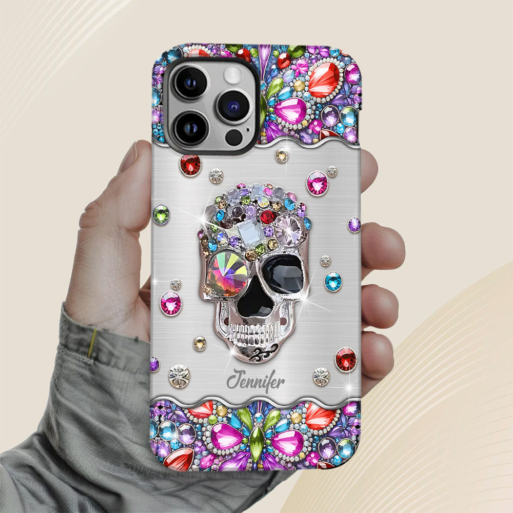 Sparkle Skull - Personalized Skull Full Print Phone Case