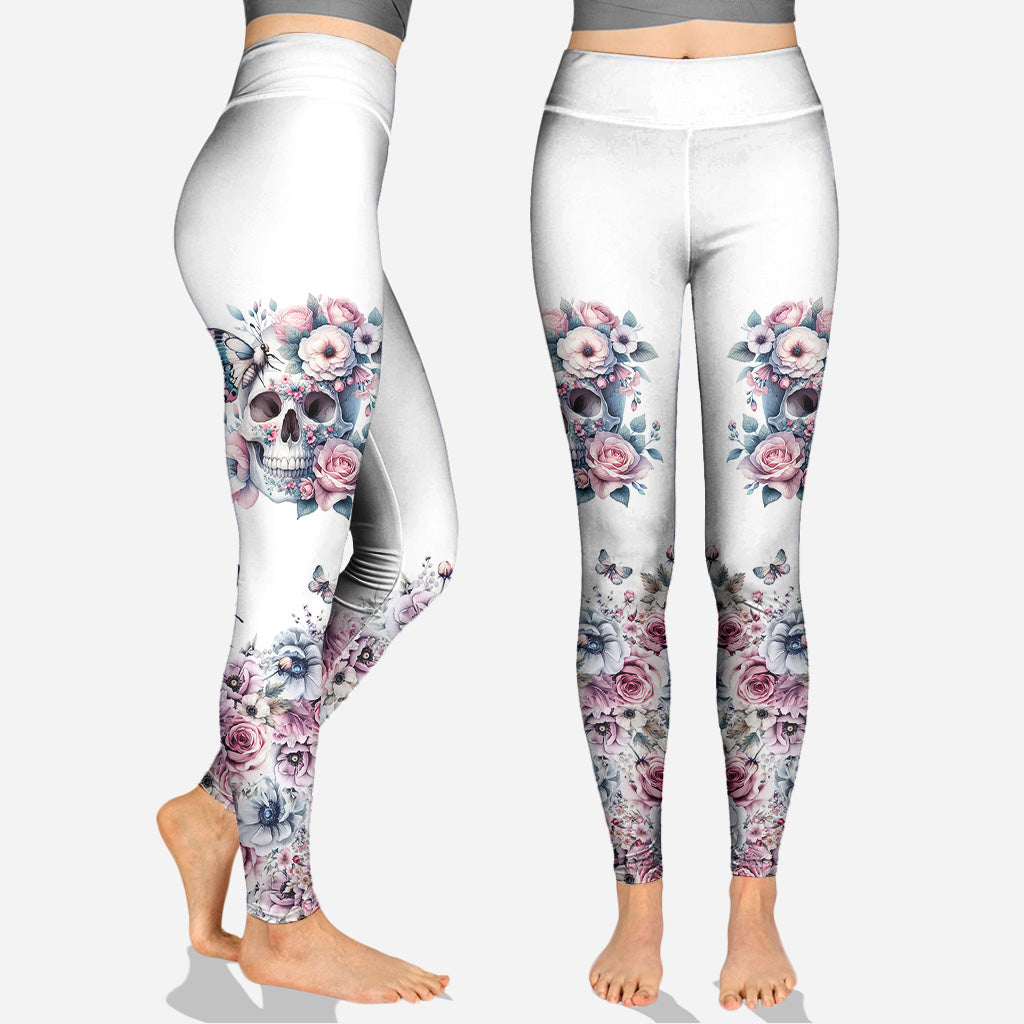 Floral Skull - Personalized Skull Hoodie and Leggings