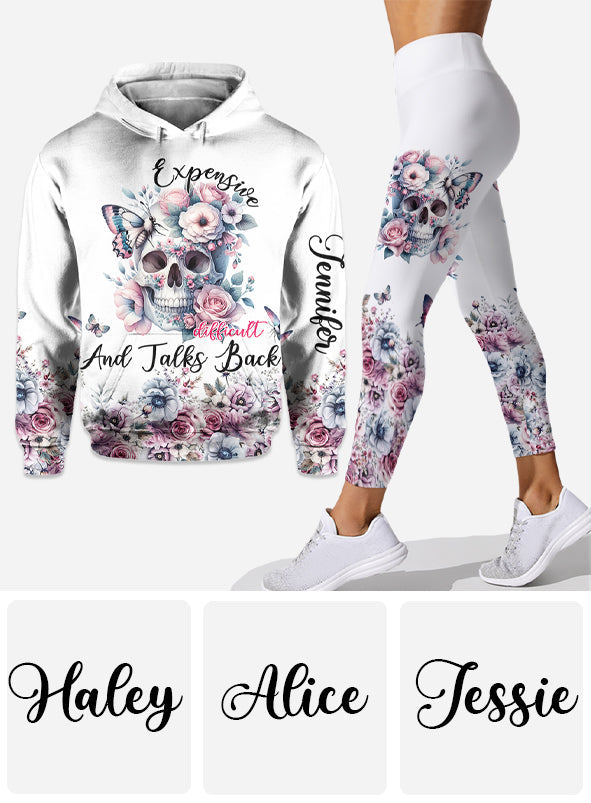 Floral Skull - Personalized Skull Hoodie and Leggings