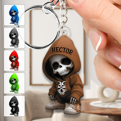 Stylish Skeleton - Personalized Skull Custom Shaped Keychain