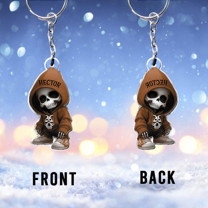 Stylish Skeleton - Personalized Skull Custom Shaped Keychain