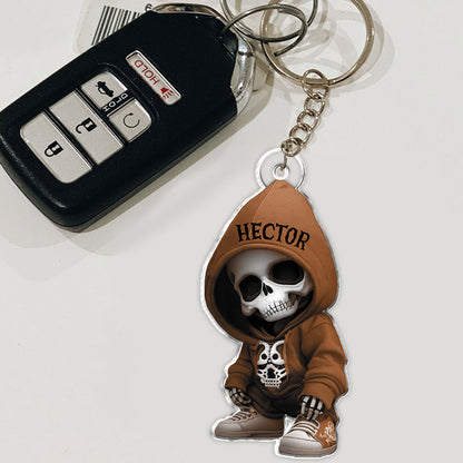Stylish Skeleton - Personalized Skull Custom Shaped Keychain