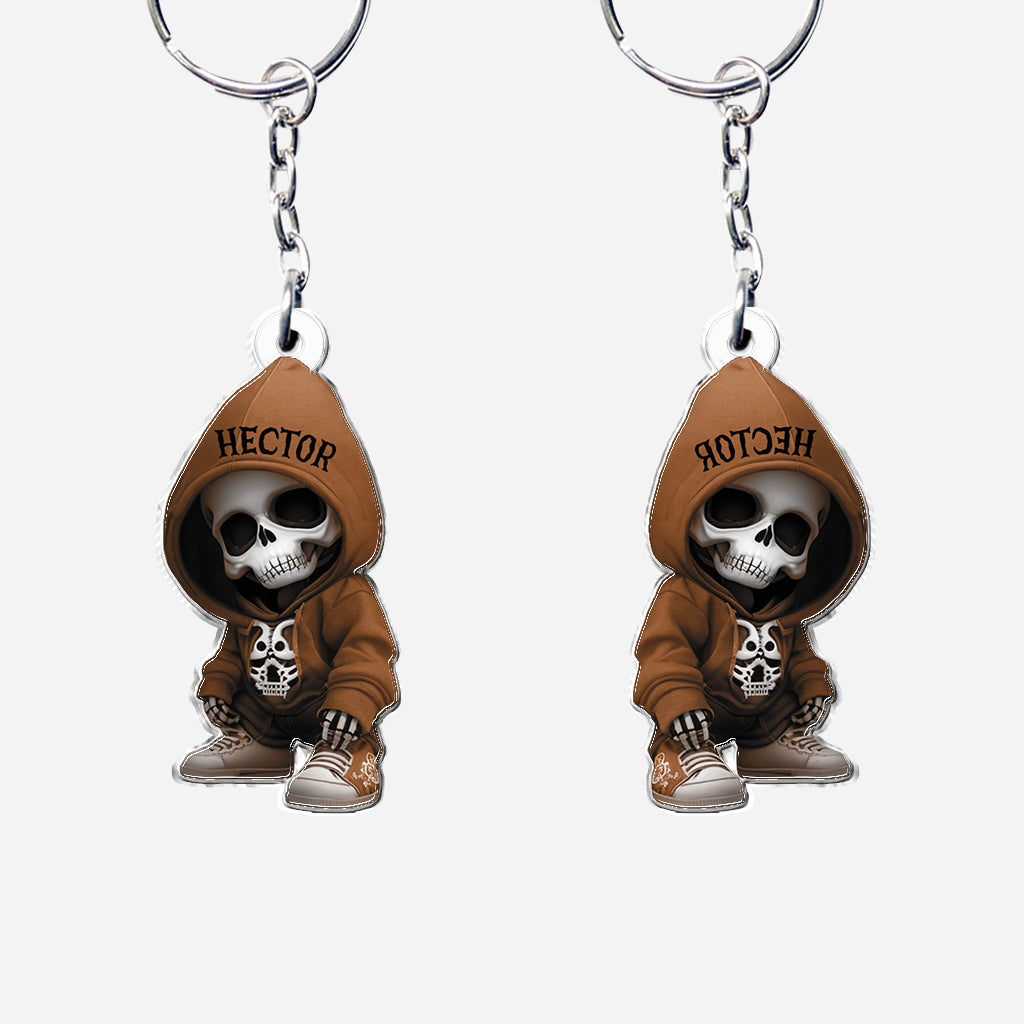 Stylish Skeleton - Personalized Skull Custom Shaped Keychain
