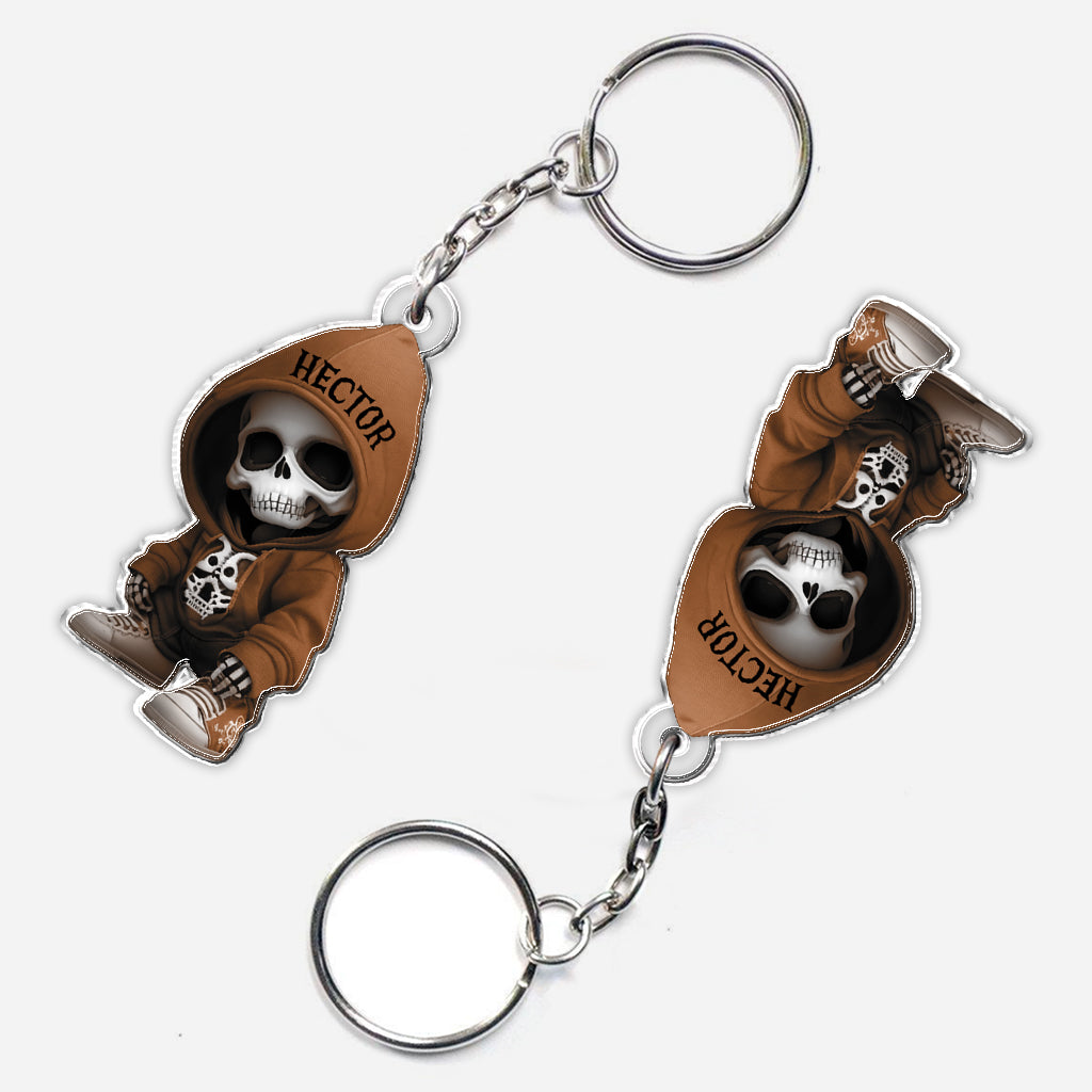 Stylish Skeleton - Personalized Skull Custom Shaped Keychain