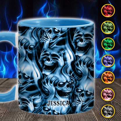 Hear No Evil Speak No Evil See No Evil - Personalized Skull Accent Mug