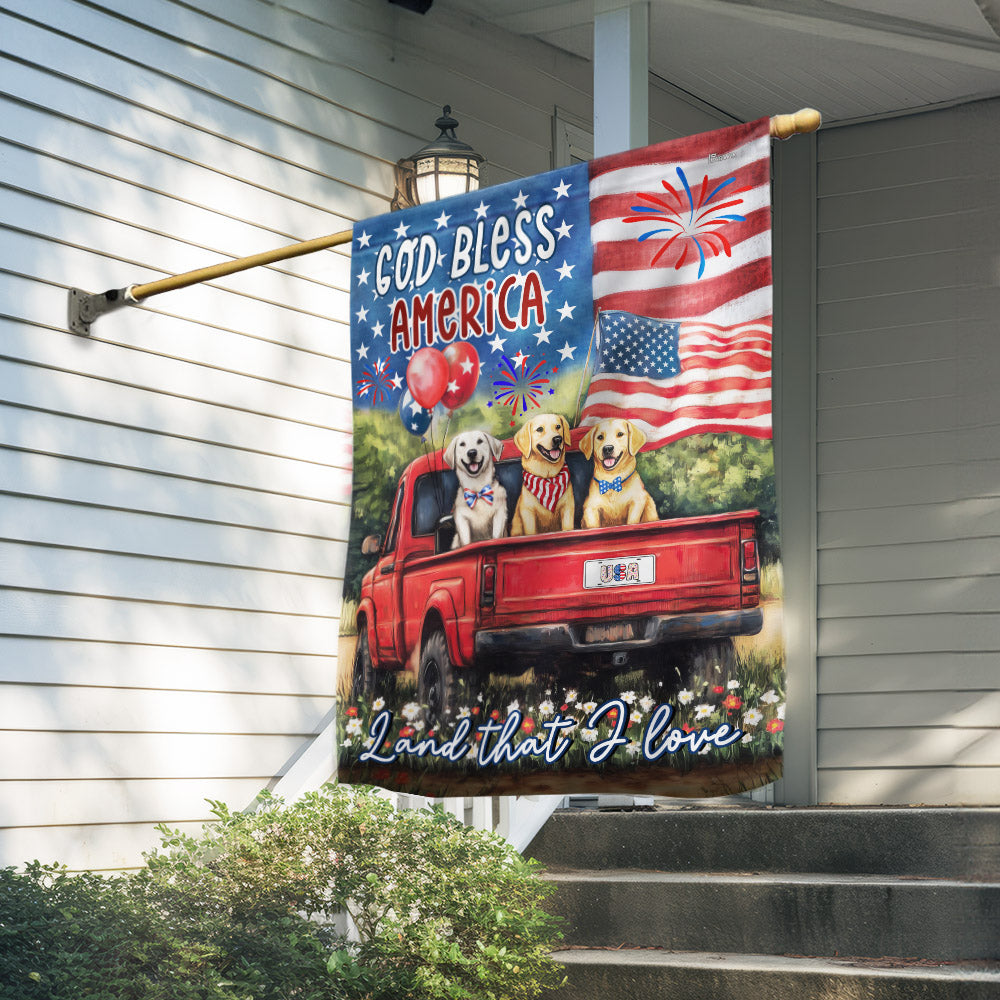 Flagwix American Flag - God Bless America Happy 4th july Independence Day Patriot Dog American Flag NNT72TTH