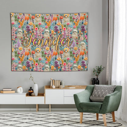 Floral Skeleton - Personalized Skull Wall Tapestry
