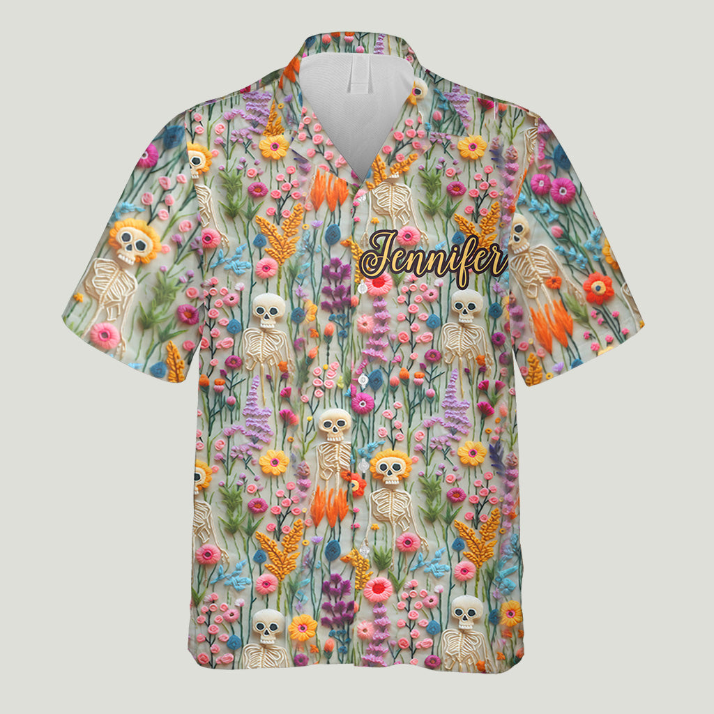 Floral Skeleton - Personalized Skull Hawaiian Shirt