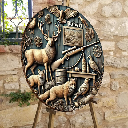 Best Hunter Ever - Personalized Hunting Round Wood Sign