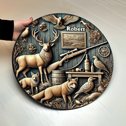 Best Hunter Ever - Personalized Hunting Round Wood Sign