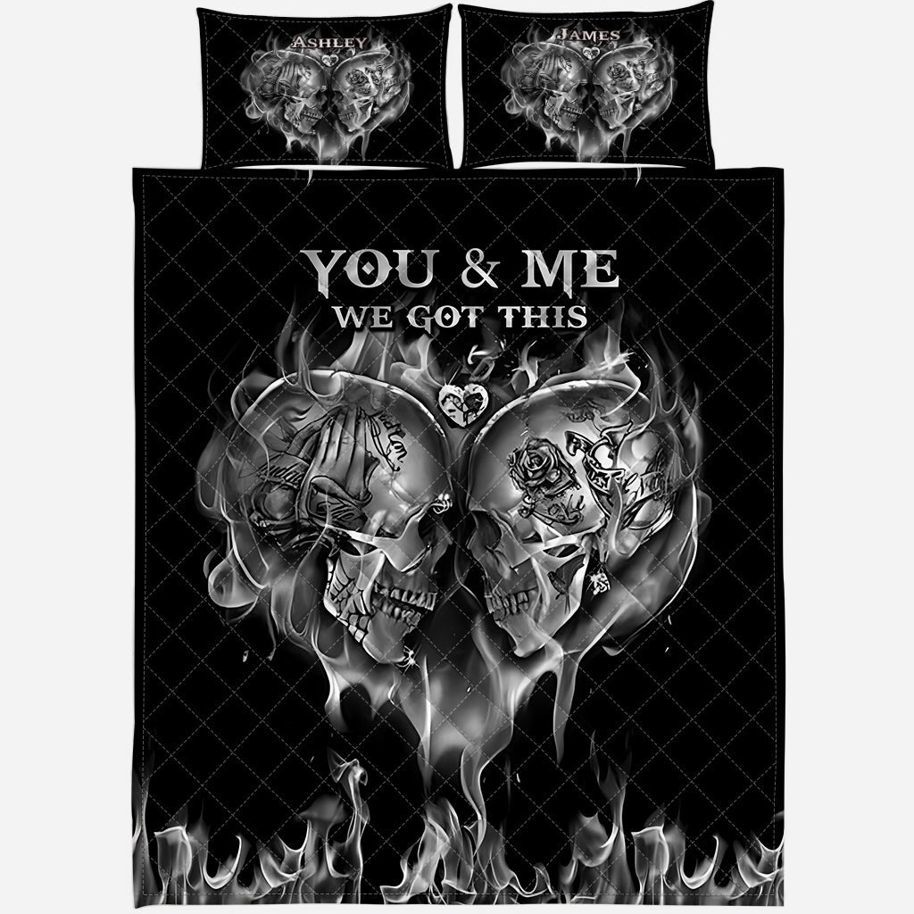 You & Me We Got This - Personalized Skull Quilt Set