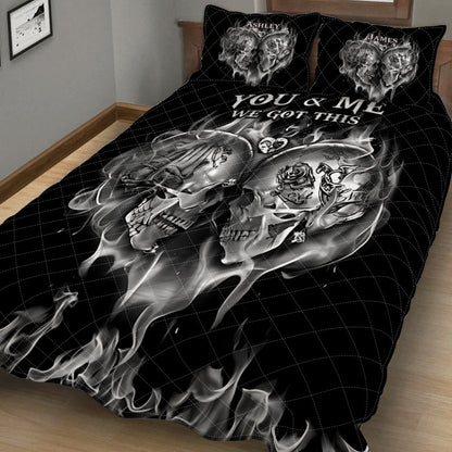 You & Me We Got This - Personalized Skull Quilt Set