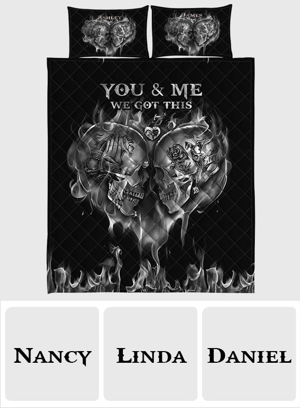 You & Me We Got This - Personalized Skull Quilt Set