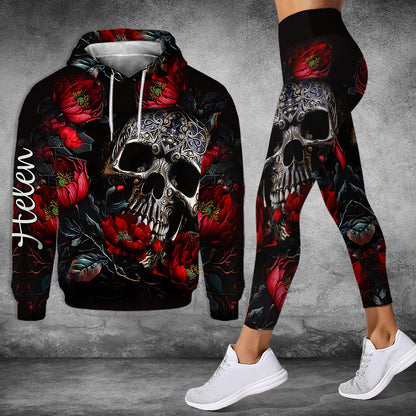 Skull And Roses - Personalized Skull Hoodie and Leggings