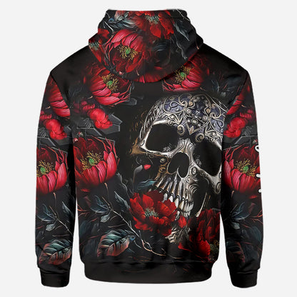 Skull And Roses - Personalized Skull Hoodie and Leggings