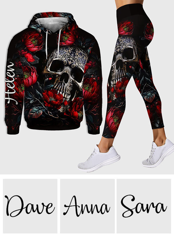 Skull And Roses - Personalized Skull Hoodie and Leggings