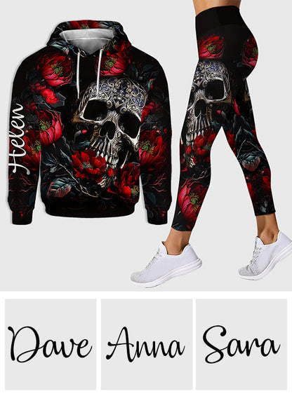 Skull And Roses - Personalized Skull Hoodie and Leggings
