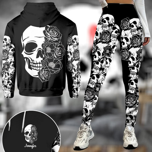 Skull And Roses - Personalized Skull Hoodie and Leggings