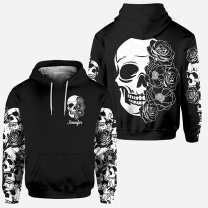 Skull And Roses - Personalized Skull Hoodie and Leggings