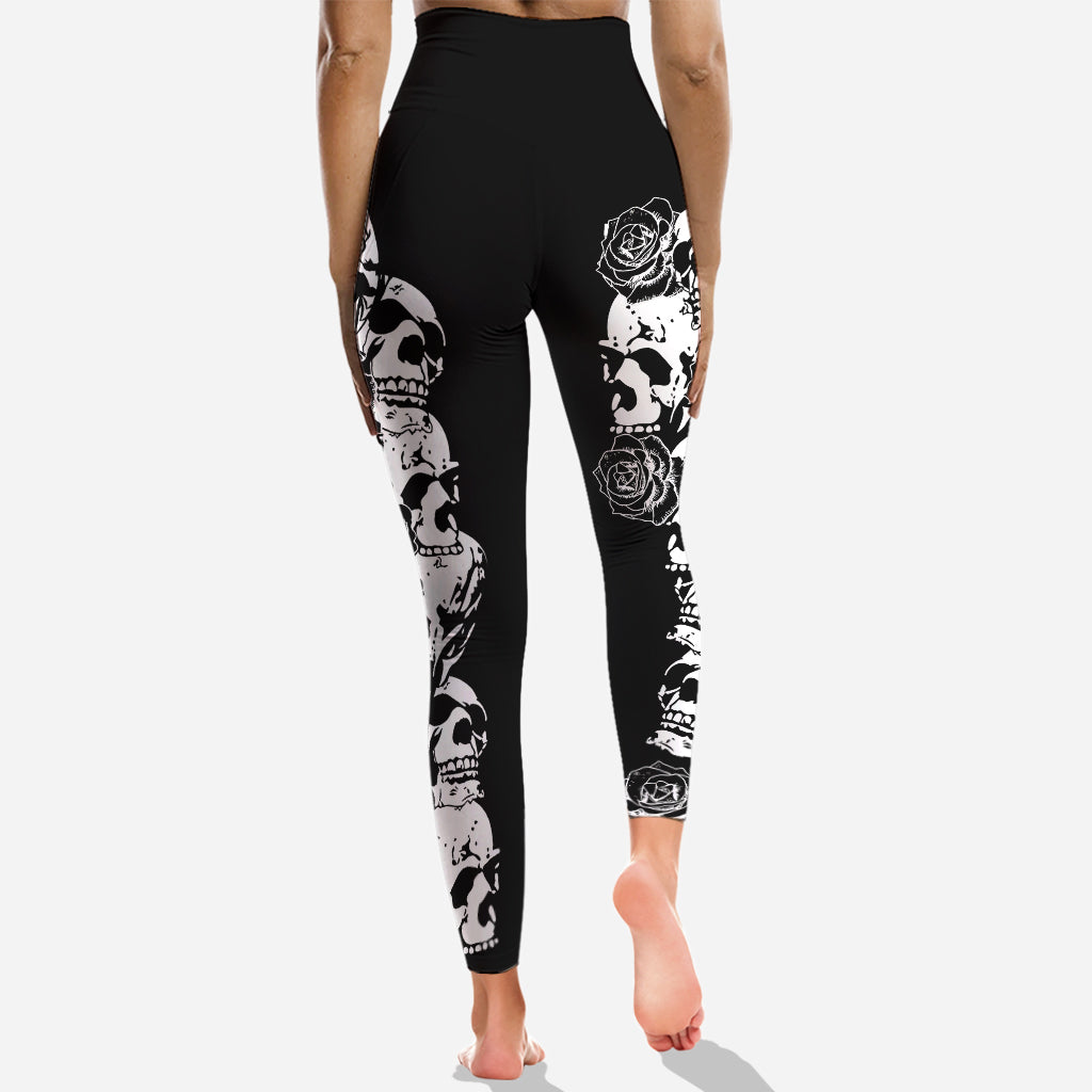 Skull And Roses - Personalized Skull Hoodie and Leggings