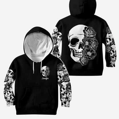 Skull And Roses - Personalized Skull Hoodie and Leggings