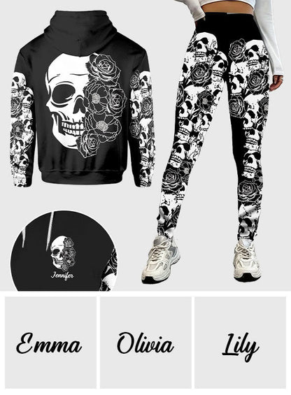 Skull And Roses - Personalized Skull Hoodie and Leggings