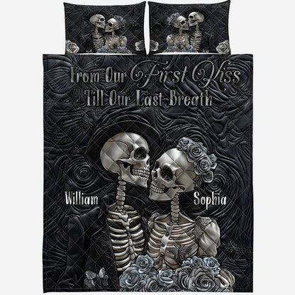 Till Death Do Us Part - Personalized Skull Quilt Set