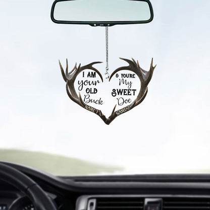 Old Buck Sweet Doe - Personalized Couple Hunting Transparent Car Ornament