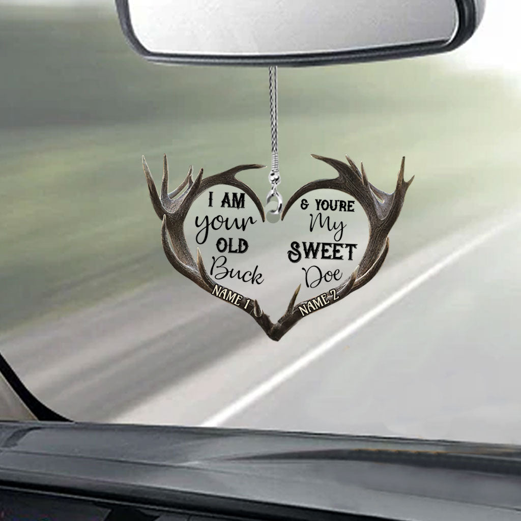 Old Buck Sweet Doe - Personalized Couple Hunting Transparent Car Ornament