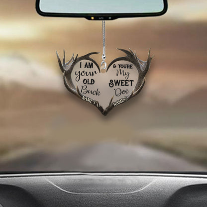 Old Buck Sweet Doe - Personalized Couple Hunting Transparent Car Ornament