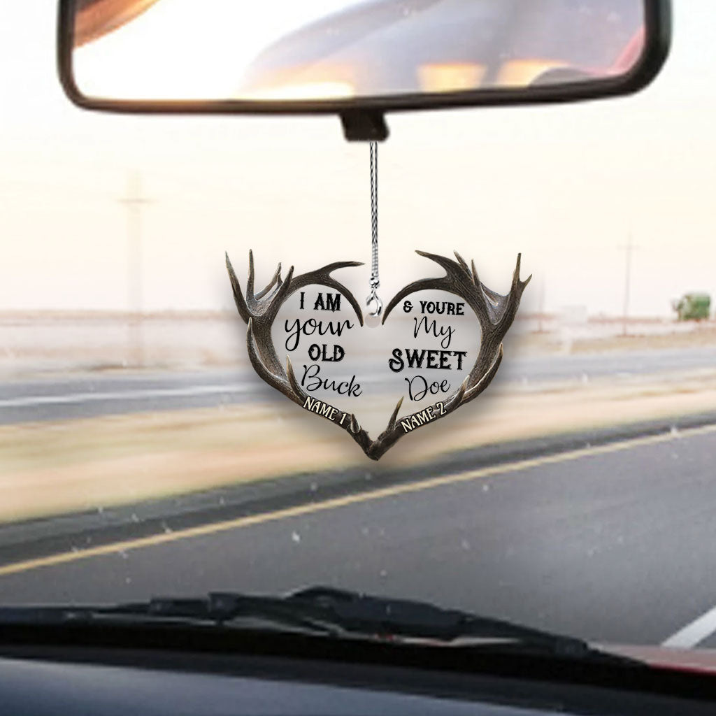 Old Buck Sweet Doe - Personalized Couple Hunting Transparent Car Ornament
