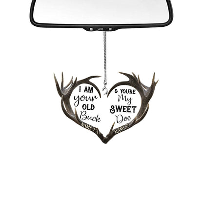 Old Buck Sweet Doe - Personalized Couple Hunting Transparent Car Ornament