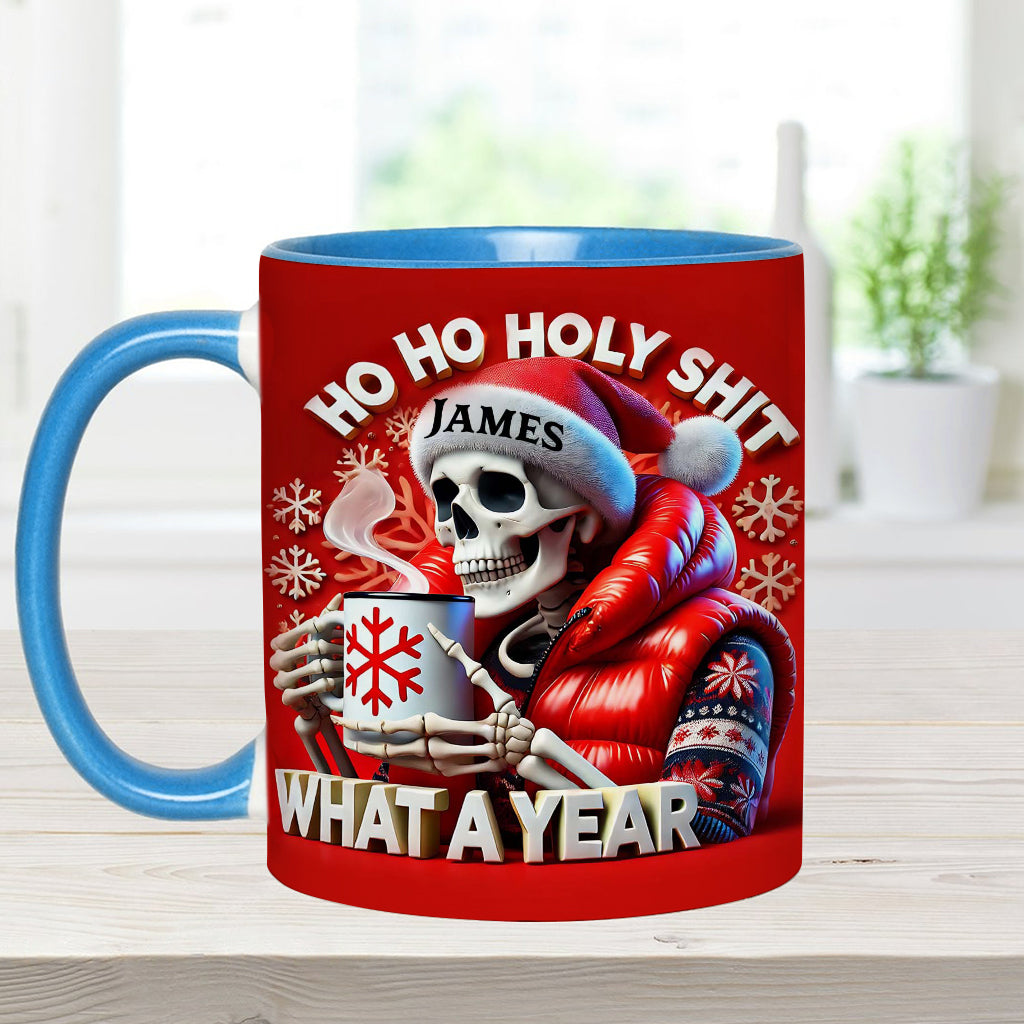 Ho Ho Holy Sh*t What A Year - Personalized Skull Accent Mug