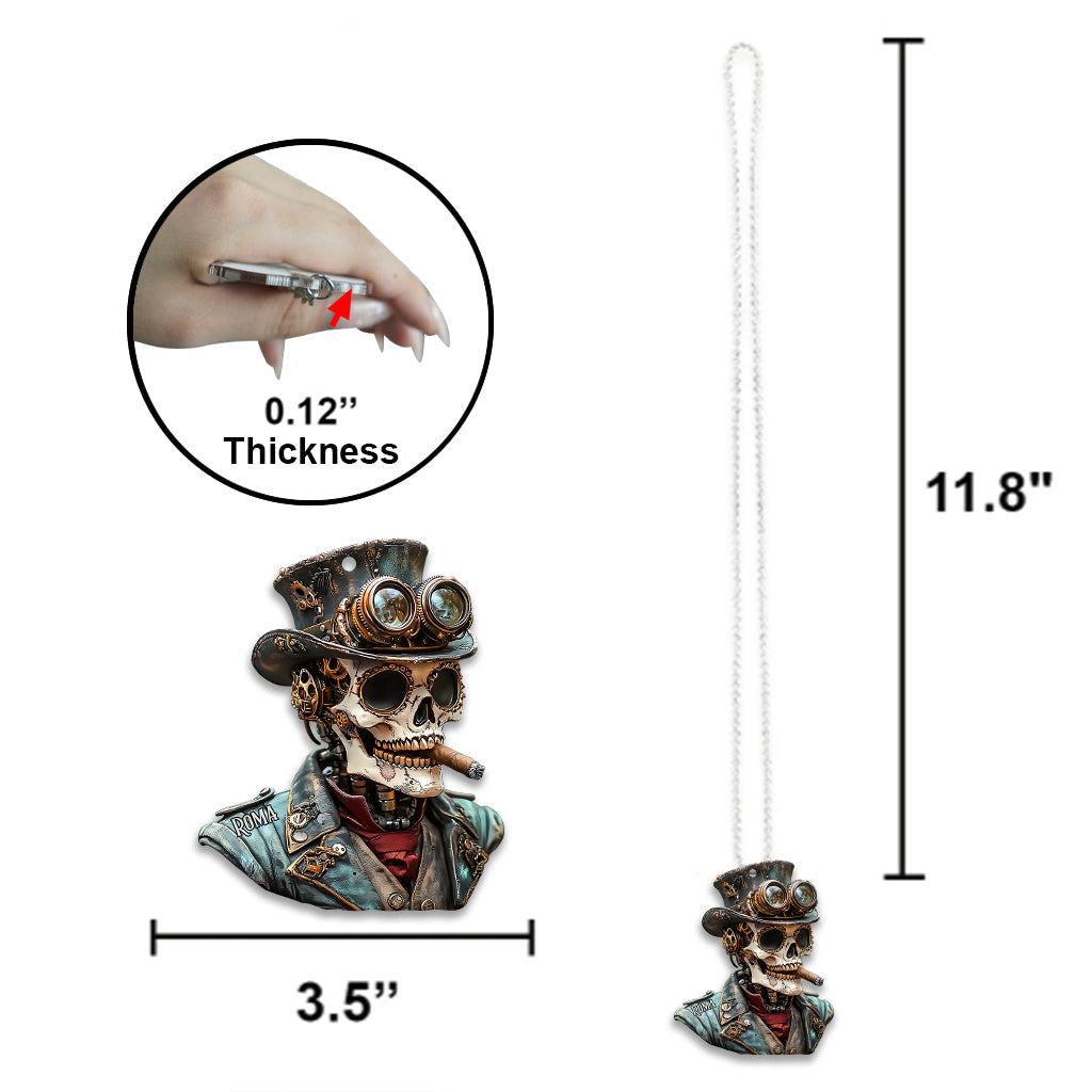 Steampunk Skull - Personalized Skull Car Ornament