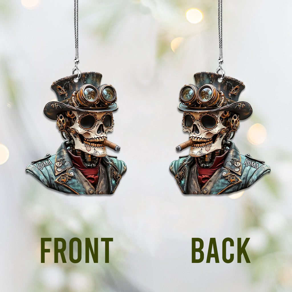 Steampunk Skull - Personalized Skull Car Ornament