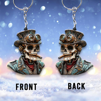 Steampunk Skull - Personalized Skull Keychain