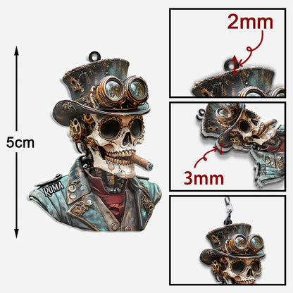 Steampunk Skull - Personalized Skull Keychain