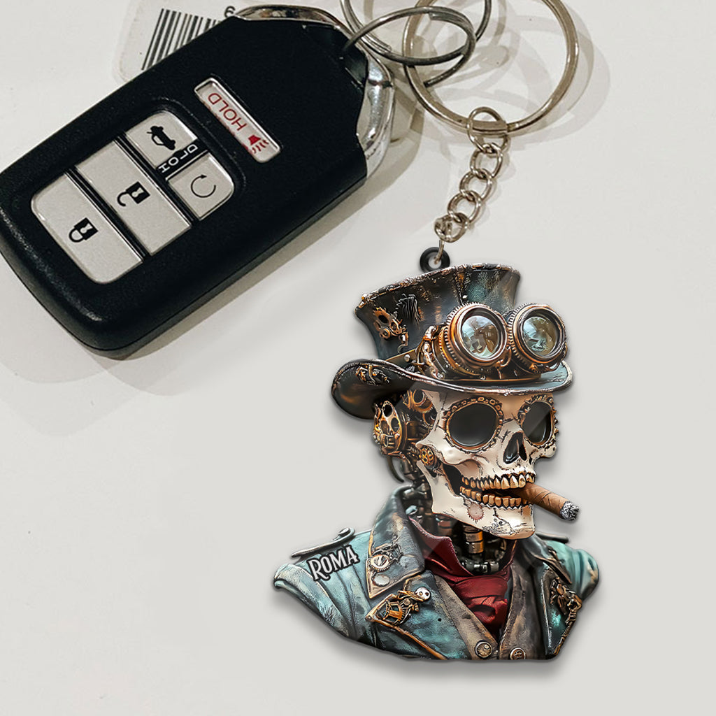 Steampunk Skull - Personalized Skull Keychain