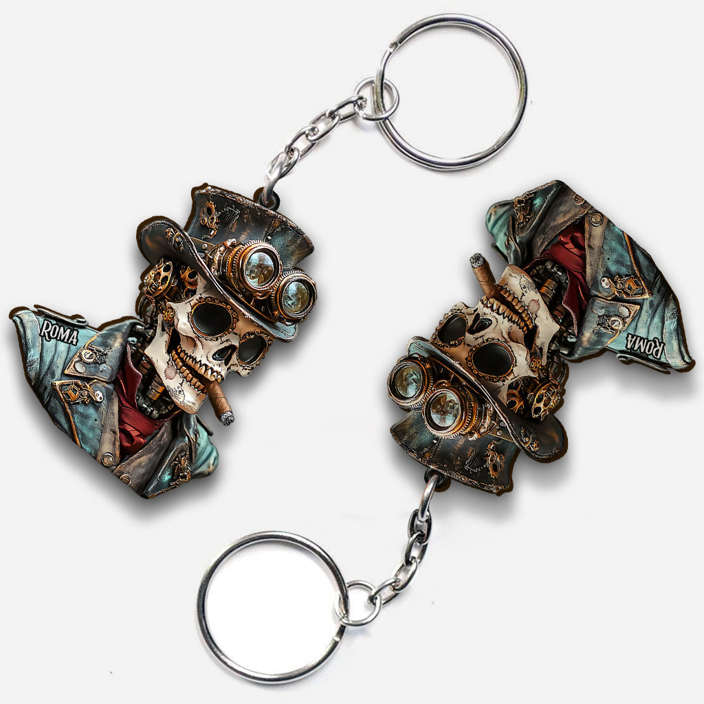 Steampunk Skull - Personalized Skull Keychain